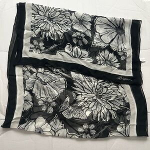 Brighton Women’s 100% Silk Scarf - Black & White Floral